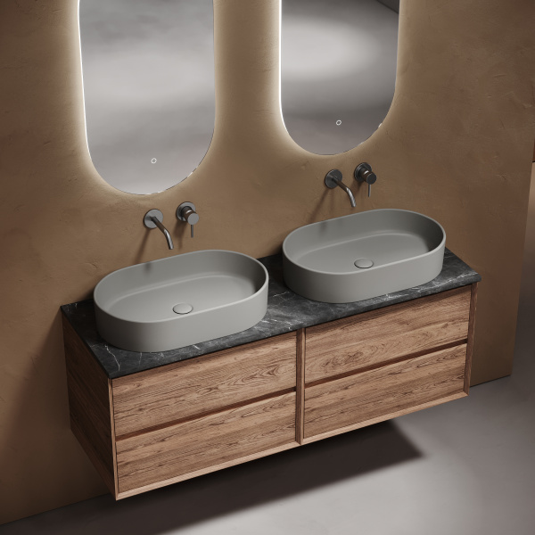 Столешница для ванной комнаты  SANCOS Black Sky 1400х460 без отверстия под смеситель, TT140A1